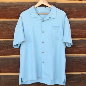 Tommy Bahama Shirt Mens XL 100% Silk Short Sleeve Button-Down